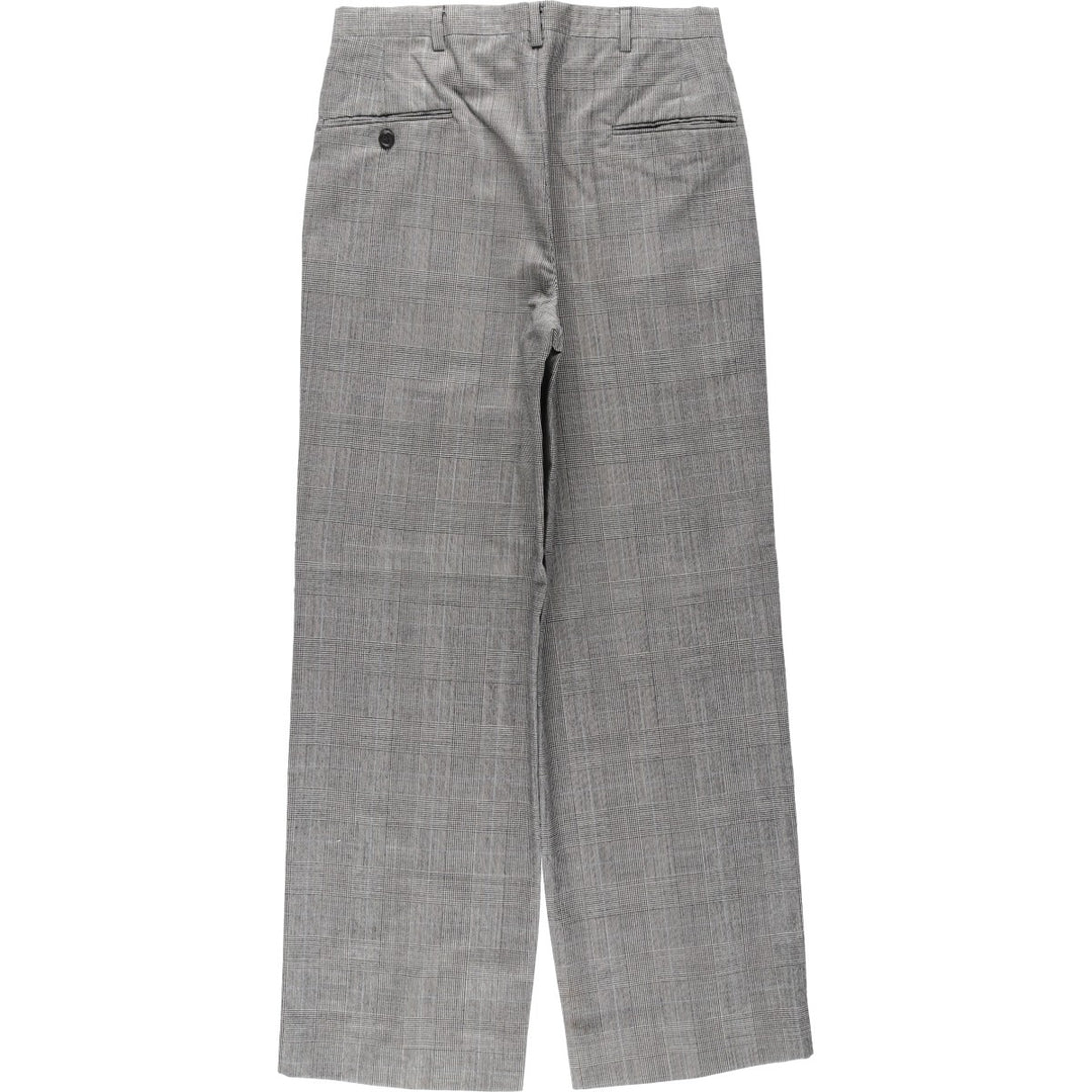 Glen check two-pleat slacks pants, men's size W30 equivalent, vintage. unclear white type Vintage Second Hand