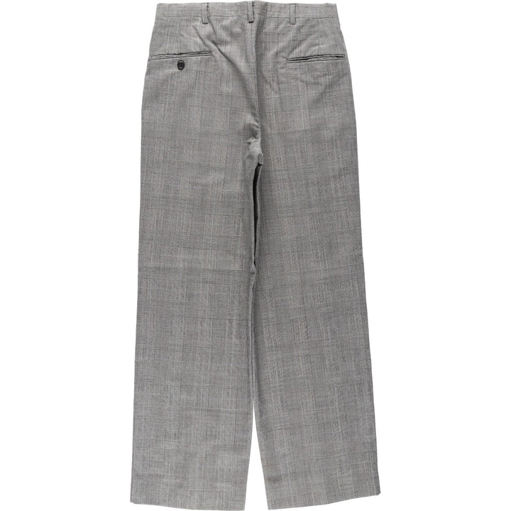 Glen check two-pleat slacks pants, men's size W30 equivalent, vintage. unclear white type Vintage Second Hand