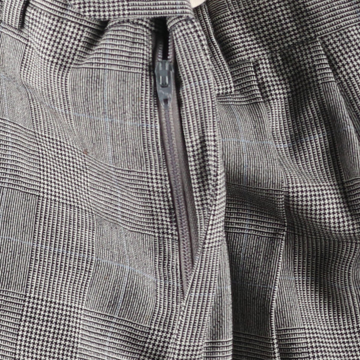 Glen check two-pleat slacks pants, men's size W30 equivalent, vintage. unclear white type Vintage Second Hand
