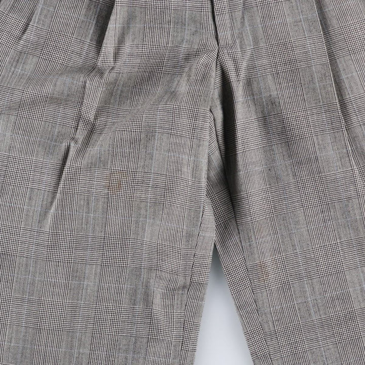 Glen check two-pleat slacks pants, men's size W30 equivalent, vintage. unclear white type Vintage Second Hand