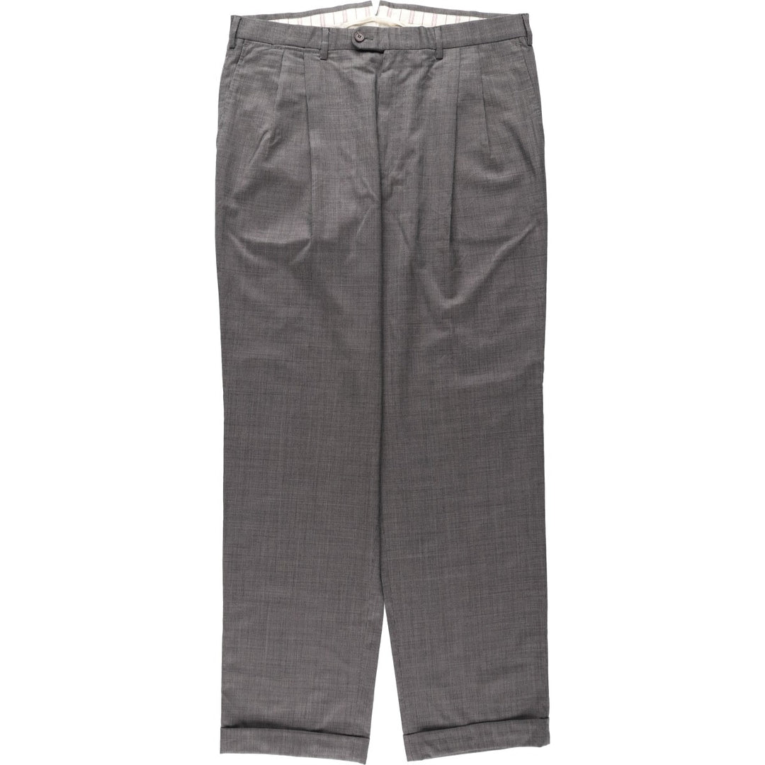 Two-pleat slacks pants for men, size W36 Viscose rayon gray type Vintage Second Hand