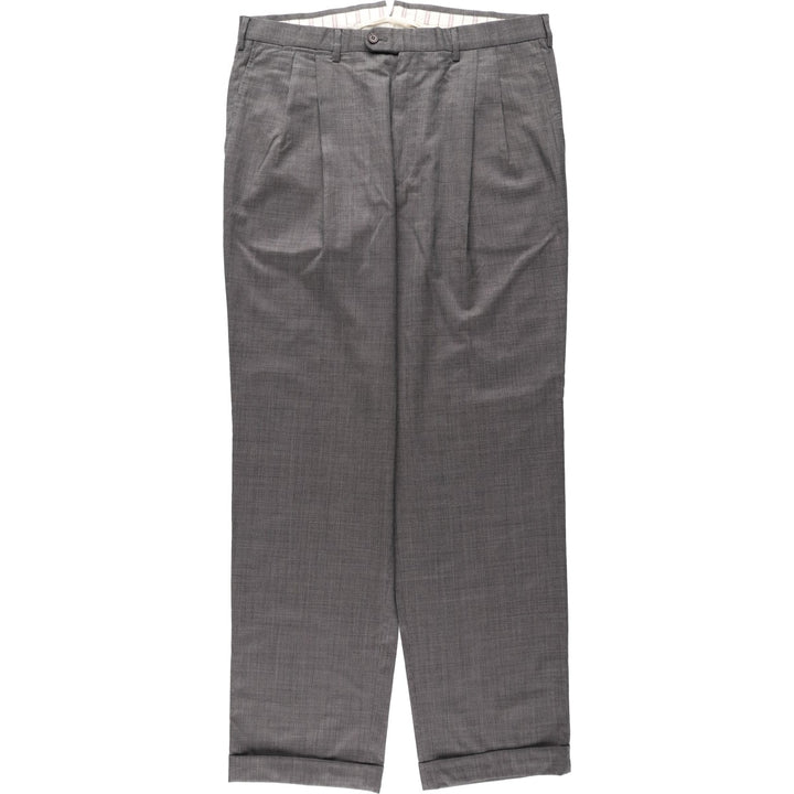 Two-pleat slacks pants for men, size W36 Viscose rayon gray type Vintage Second Hand