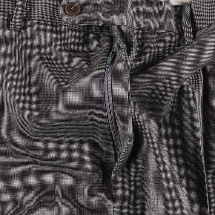 Two-pleat slacks pants for men, size W36 Viscose rayon gray type Vintage Second Hand