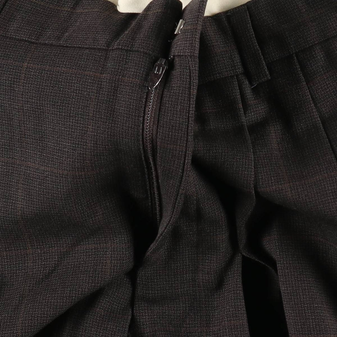 ~90'S Check Pattern Slacks Pants Men's W33 (approx.) Three-Pleat Vintage unclear Charcoal Vintage Second Hand