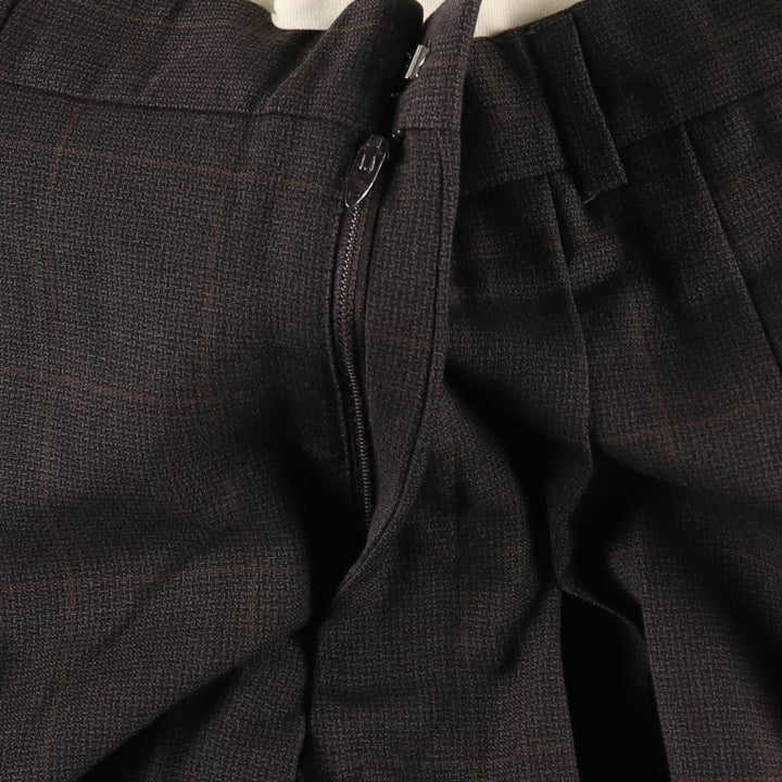 ~90'S Check Pattern Slacks Pants Men's W33 (approx.) Three-Pleat Vintage unclear Charcoal Vintage Second Hand