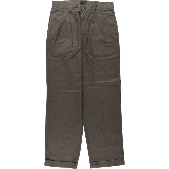 90'S Dockers Khakis all-over print two-pleat cotton slacks pants, men's size W33 equivalent, vintage. cotton Khaki type brown Vintage Second Hand