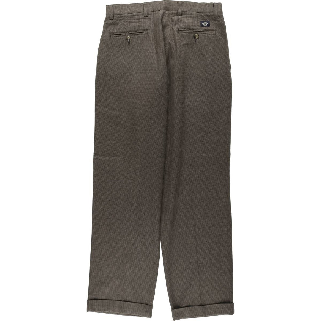 90'S Dockers Khakis all-over print two-pleat cotton slacks pants, men's size W33 equivalent, vintage. cotton Khaki type brown Vintage Second Hand