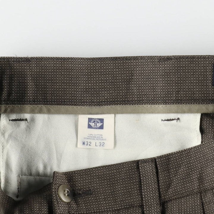 90'S Dockers Khakis all-over print two-pleat cotton slacks pants, men's size W33 equivalent, vintage. cotton Khaki type brown Vintage Second Hand