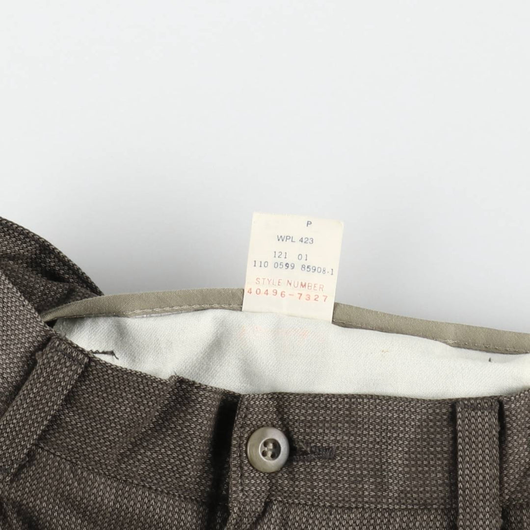 90'S Dockers Khakis all-over print two-pleat cotton slacks pants, men's size W33 equivalent, vintage. cotton Khaki type brown Vintage Second Hand