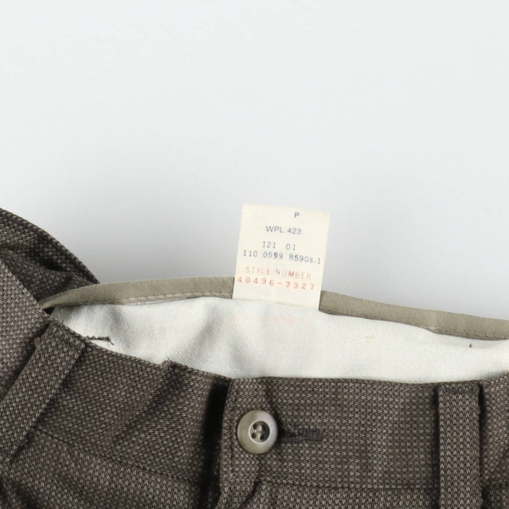 90'S Dockers Khakis all-over print two-pleat cotton slacks pants, men's size W33 equivalent, vintage. cotton Khaki type brown Vintage Second Hand