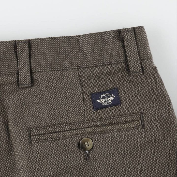 90'S Dockers Khakis all-over print two-pleat cotton slacks pants, men's size W33 equivalent, vintage. cotton Khaki type brown Vintage Second Hand