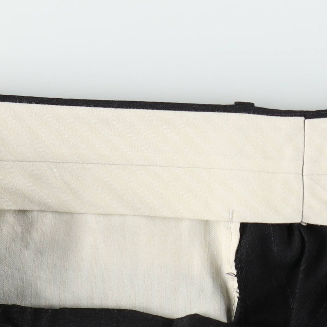 ~90'S Stripe Pattern Two-Pleat Slacks Pants Men's W35 (approx.) Vintage unclear Charcoal Vintage Second Hand