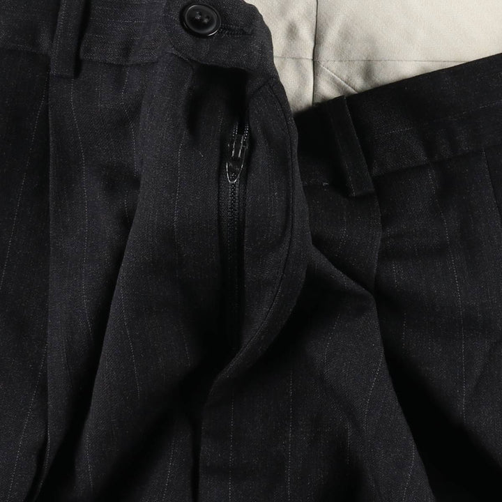 ~90'S Stripe Pattern Two-Pleat Slacks Pants Men's W35 (approx.) Vintage unclear Charcoal Vintage Second Hand