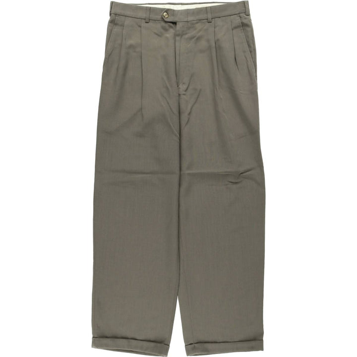 EVAN-PICONE Two-Pleat Slacks Pants, Men's Size W32 (approx.) polyester Khaki type brown Vintage Second Hand