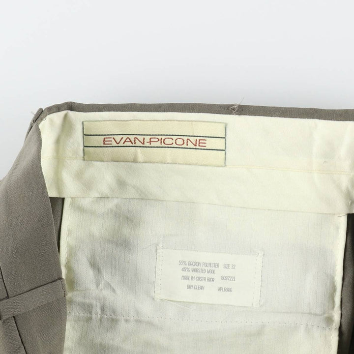 EVAN-PICONE Two-Pleat Slacks Pants, Men's Size W32 (approx.) polyester Khaki type brown Vintage Second Hand
