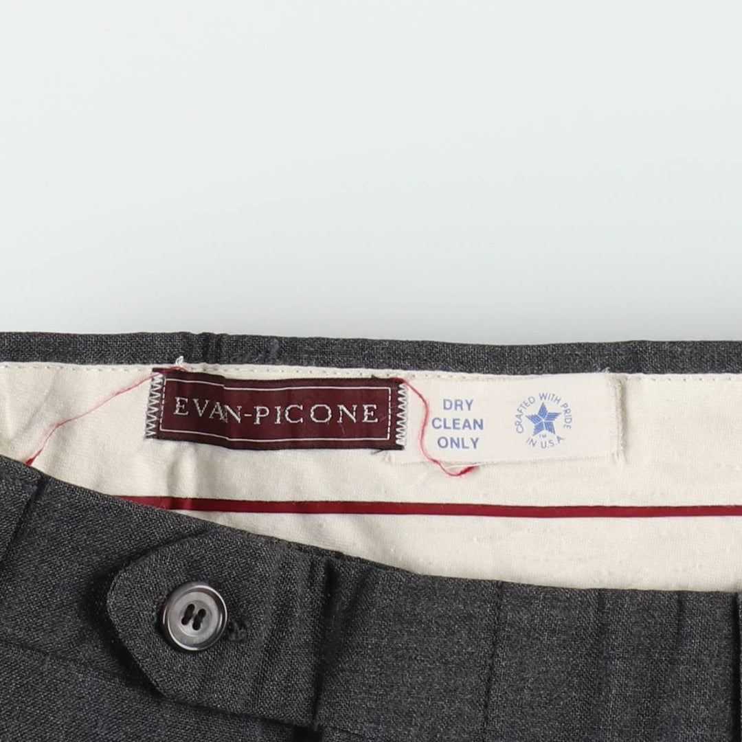 ~1990'S EVAN-PICONE Two-Pleat Wool Trousers, Made in USA, Men's W33 (approx.), Vintage wool Charcoal Vintage Second Hand