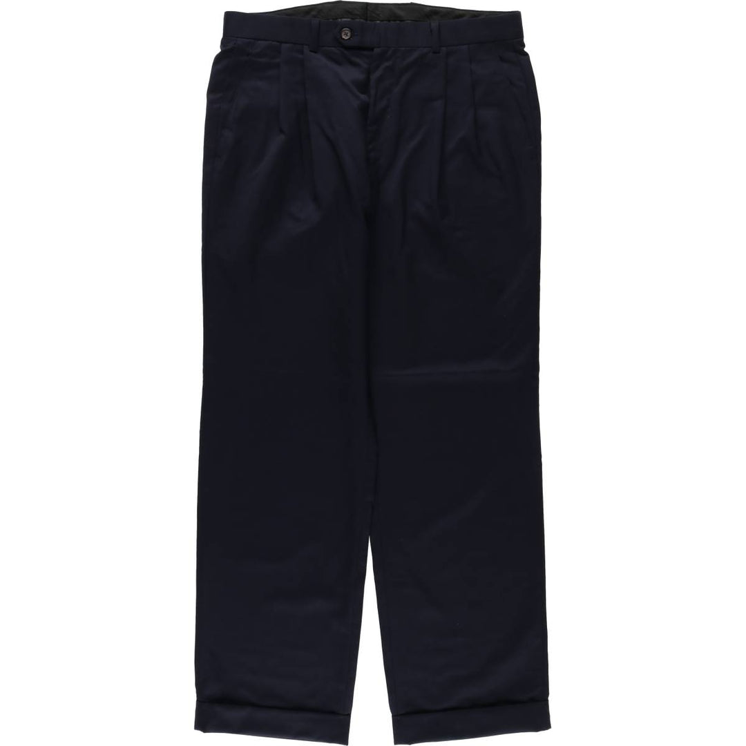 Ralph Lauren Lauren Two-pleat Wool Pants and Slacks, Made in Canada, Men's Size W34 wool navy blue type Vintage Second Hand