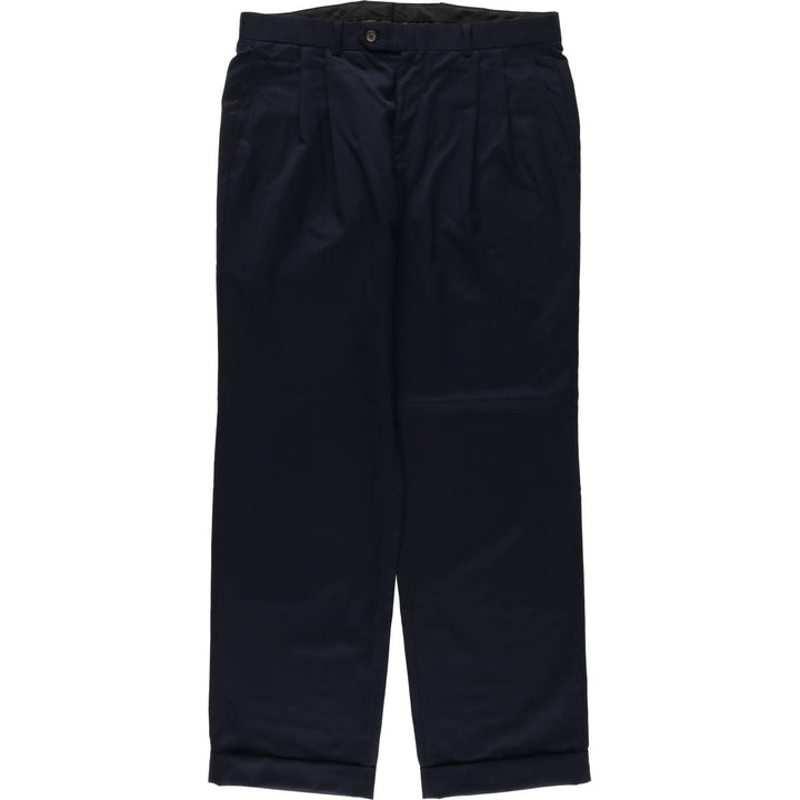 Ralph Lauren Lauren Two-pleat Wool Pants and Slacks, Made in Canada, Men's Size W34 wool navy blue type Vintage Second Hand