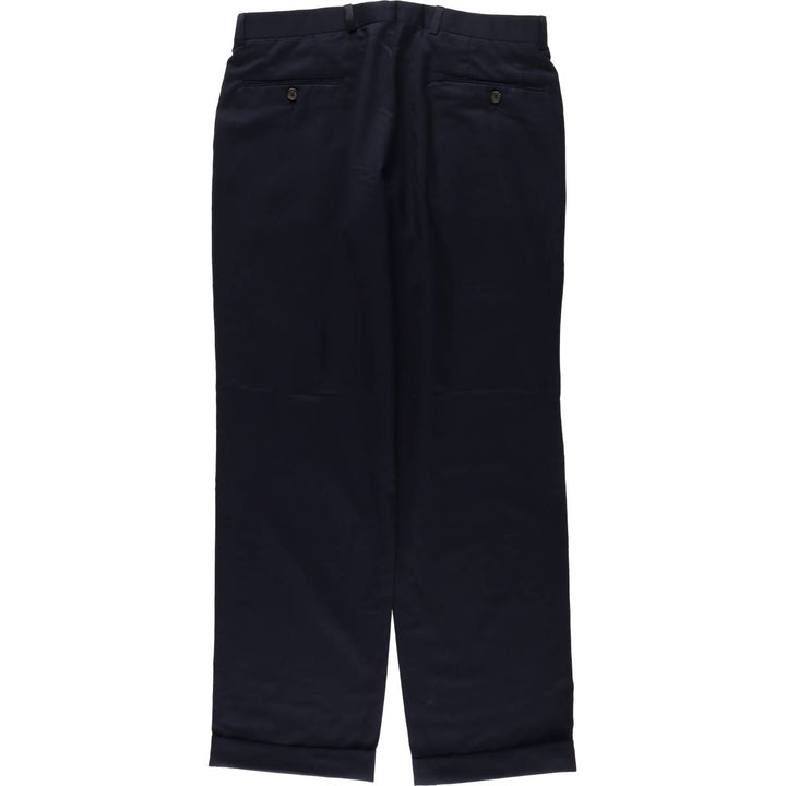 Ralph Lauren Lauren Two-pleat Wool Pants and Slacks, Made in Canada, Men's Size W34 wool navy blue type Vintage Second Hand