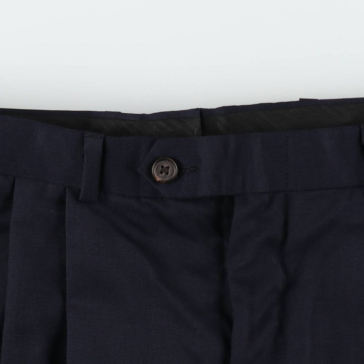 Ralph Lauren Lauren Two-pleat Wool Pants and Slacks, Made in Canada, Men's Size W34 wool navy blue type Vintage Second Hand
