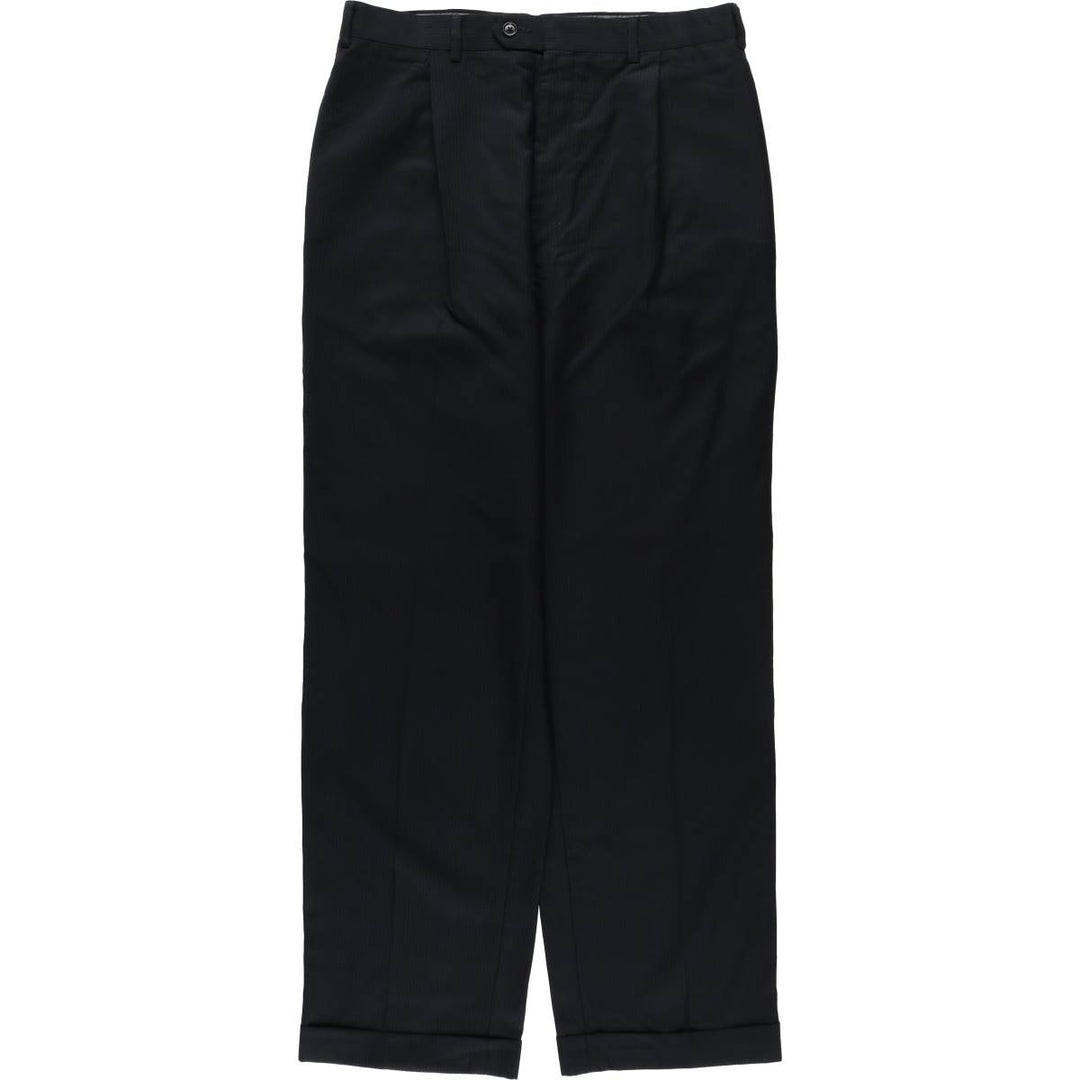 Calvin Klein Stripe Pattern One-Tuck Slacks, Men's Size W33 unclear black type Vintage Second Hand