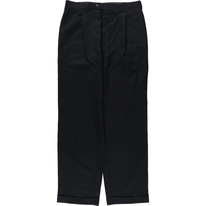 Calvin Klein Stripe Pattern One-Tuck Slacks, Men's Size W33 unclear black type Vintage Second Hand