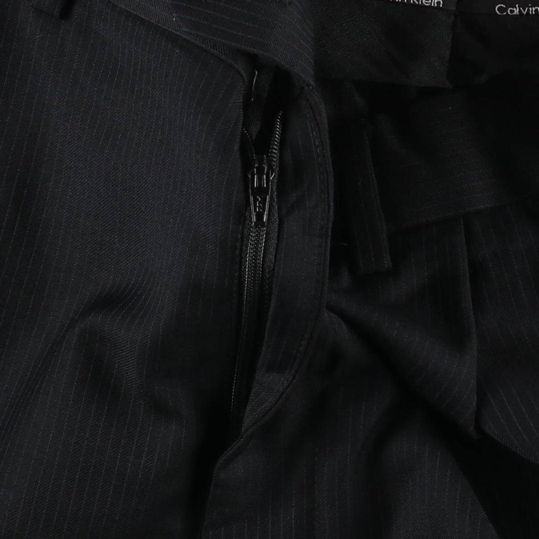 Calvin Klein Stripe Pattern One-Tuck Slacks, Men's Size W33 unclear black type Vintage Second Hand