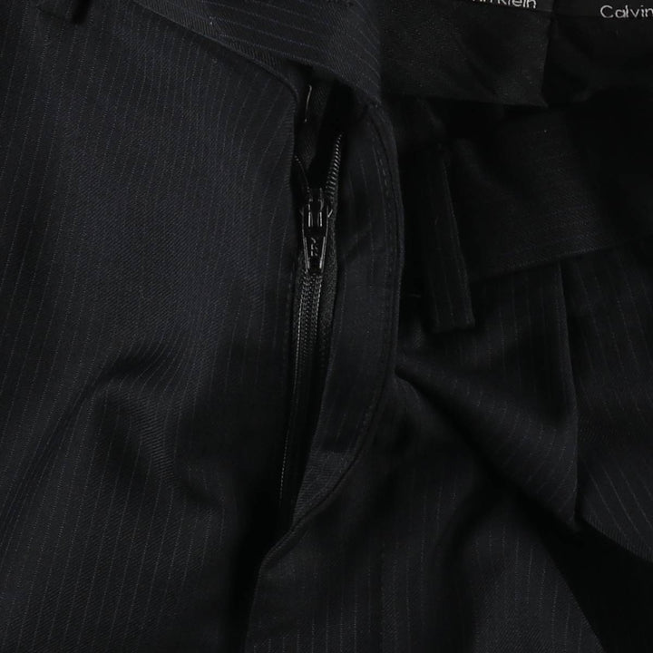 Calvin Klein Stripe Pattern One-Tuck Slacks, Men's Size W33 unclear black type Vintage Second Hand