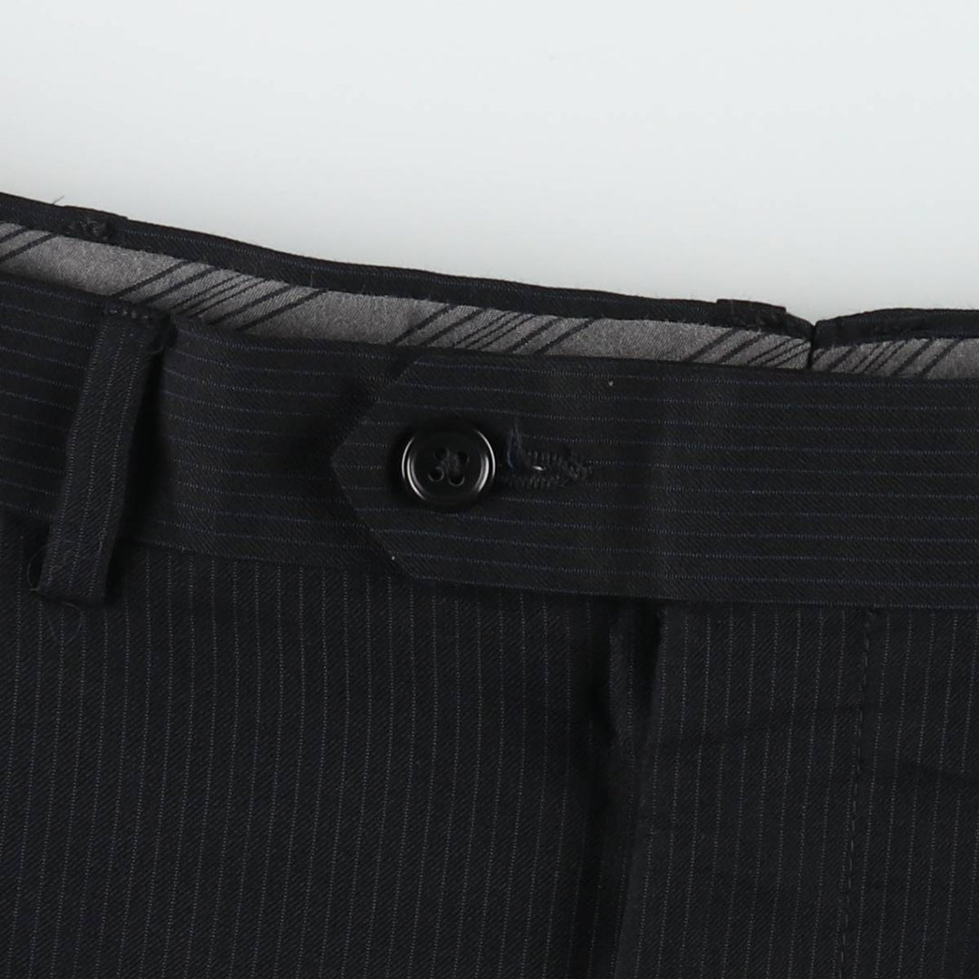 Calvin Klein Stripe Pattern One-Tuck Slacks, Men's Size W33 unclear black type Vintage Second Hand