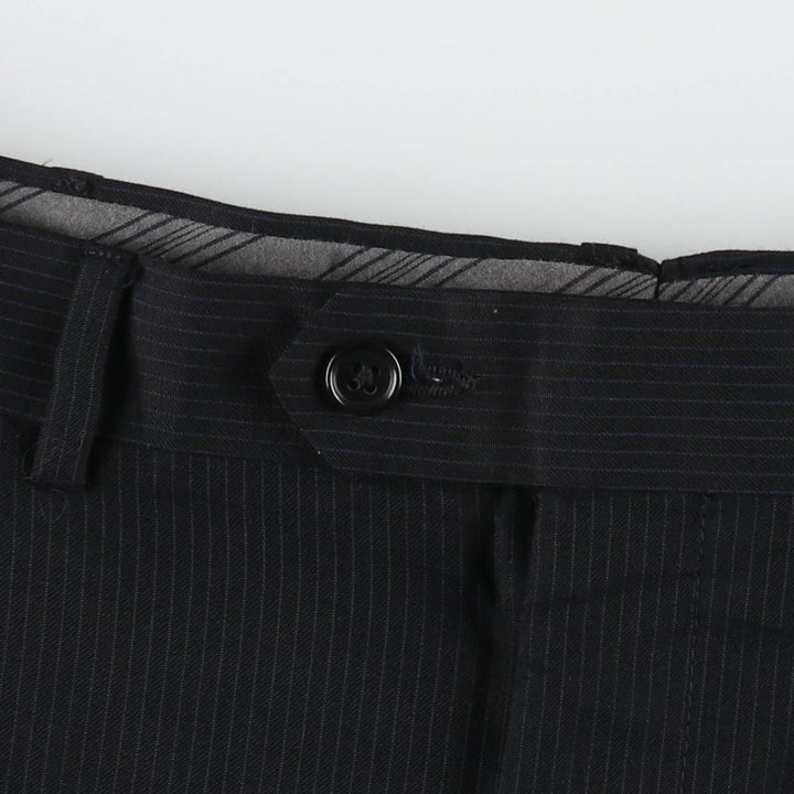 Calvin Klein Stripe Pattern One-Tuck Slacks, Men's Size W33 unclear black type Vintage Second Hand