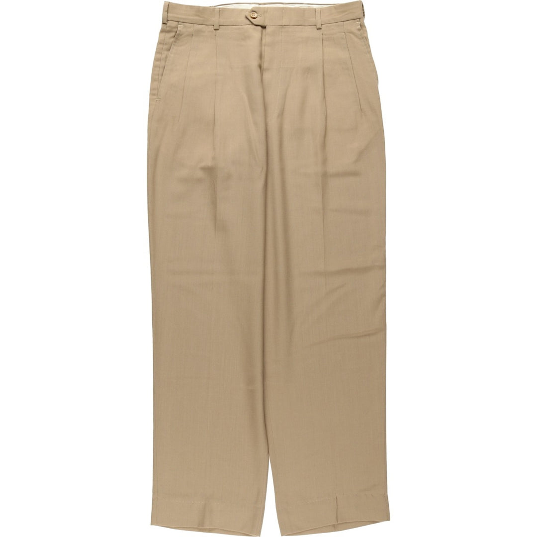 ~90'S NATE'S Two-Pleat Slacks Pants, Made in USA, Men's W32 (approx.), Vintage unclear Beige type Vintage Second Hand