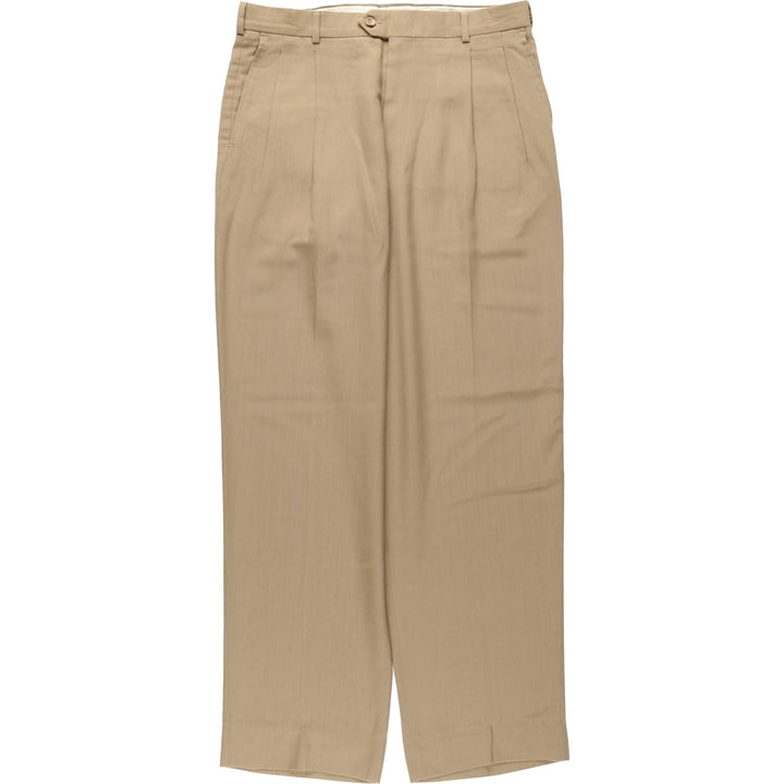 ~90'S NATE'S Two-Pleat Slacks Pants, Made in USA, Men's W32 (approx.), Vintage unclear Beige type Vintage Second Hand
