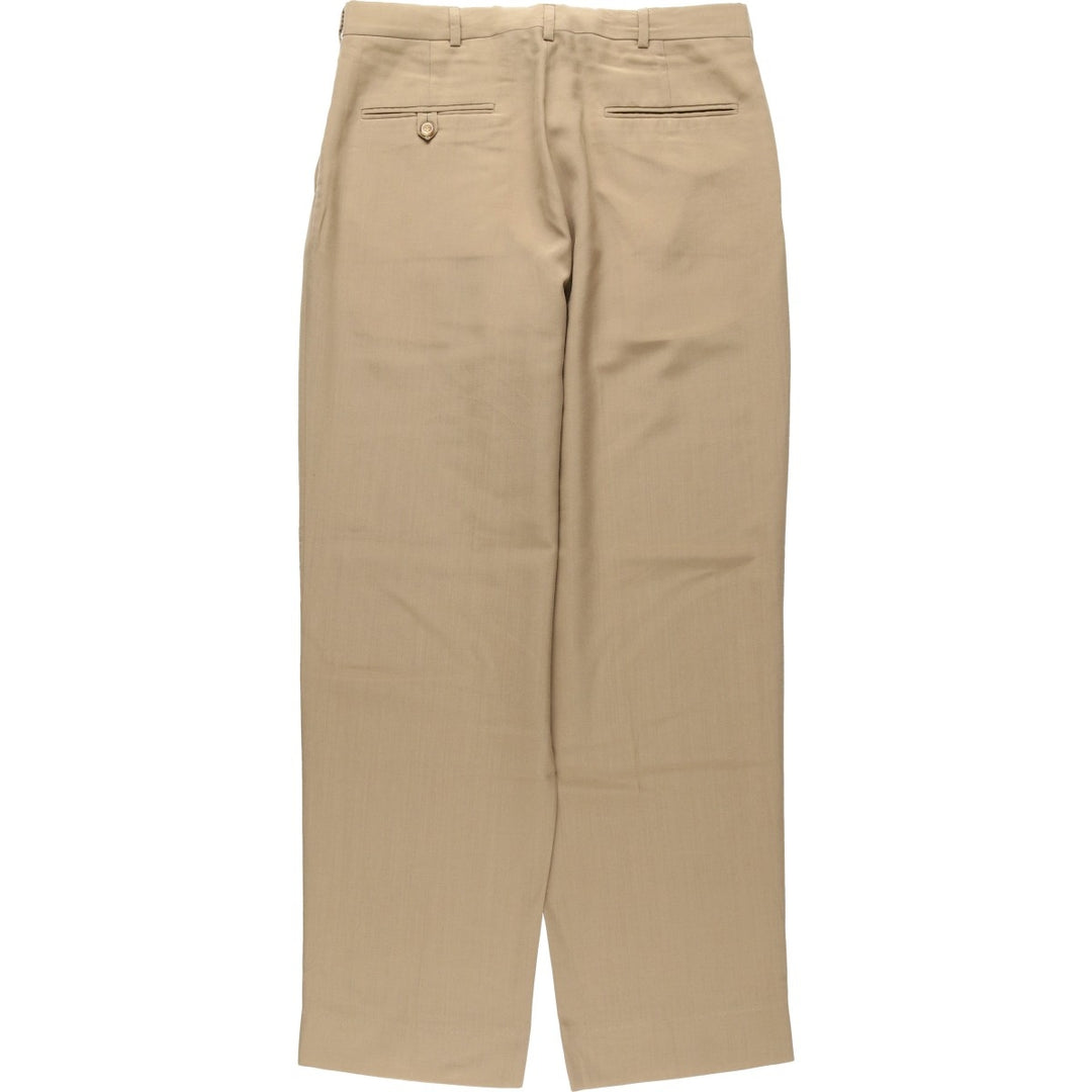 ~90'S NATE'S Two-Pleat Slacks Pants, Made in USA, Men's W32 (approx.), Vintage unclear Beige type Vintage Second Hand