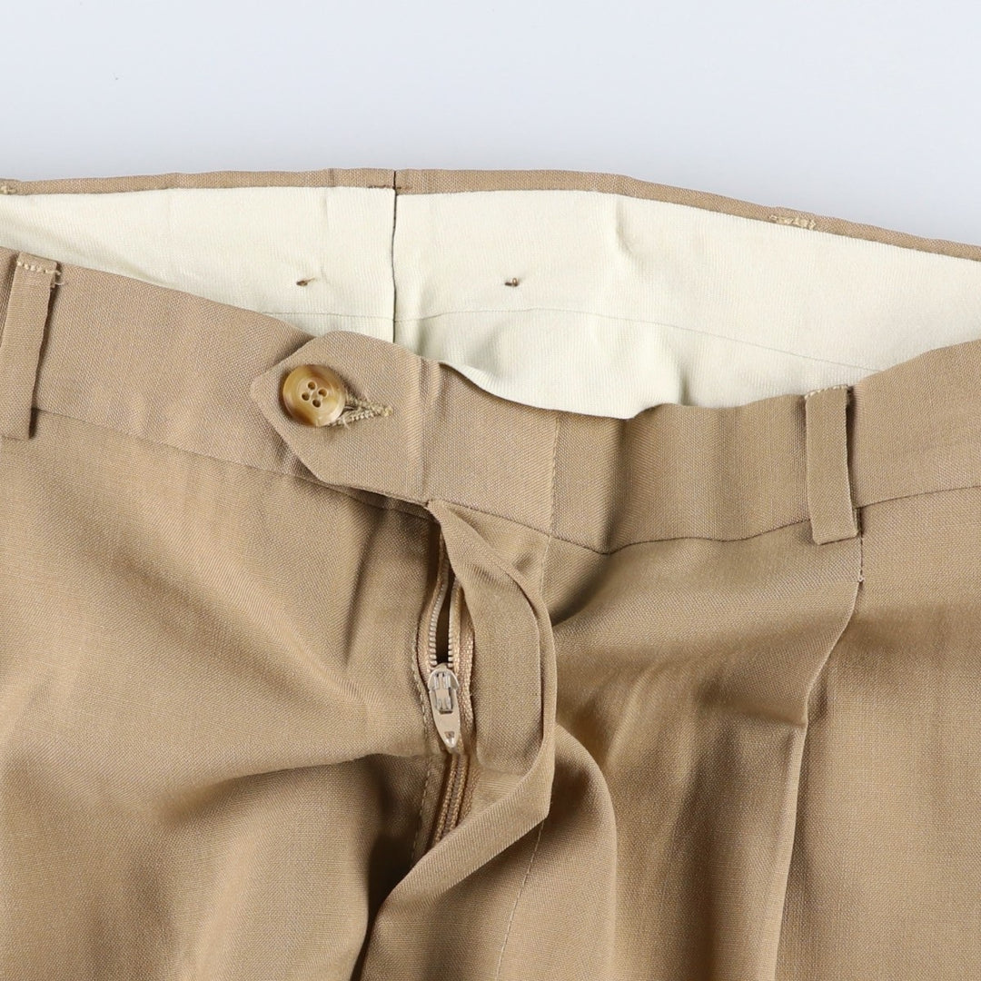 ~90'S NATE'S Two-Pleat Slacks Pants, Made in USA, Men's W32 (approx.), Vintage unclear Beige type Vintage Second Hand