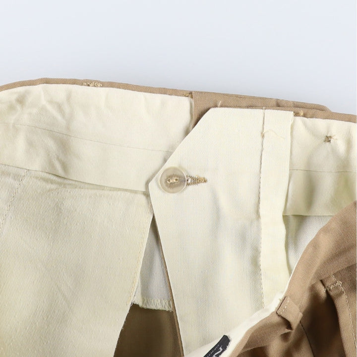 ~90'S NATE'S Two-Pleat Slacks Pants, Made in USA, Men's W32 (approx.), Vintage unclear Beige type Vintage Second Hand