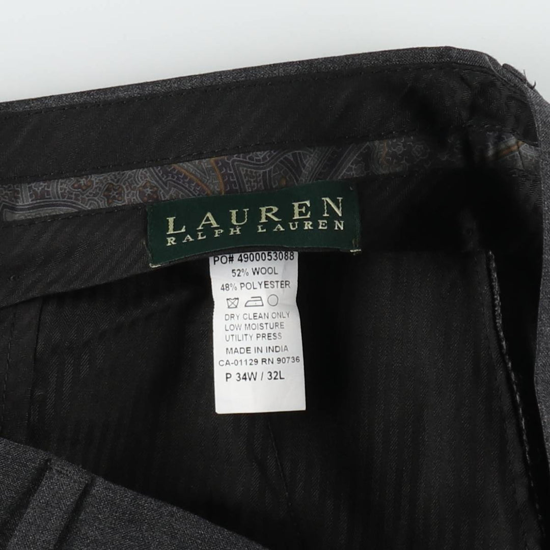 Ralph Lauren LAUREN Polyester x Wool Pants, Men's Size W35 (approx.) wool Charcoal Vintage Second Hand