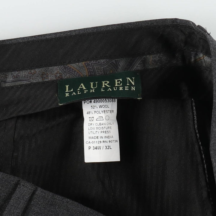 Ralph Lauren LAUREN Polyester x Wool Pants, Men's Size W35 (approx.) wool Charcoal Vintage Second Hand