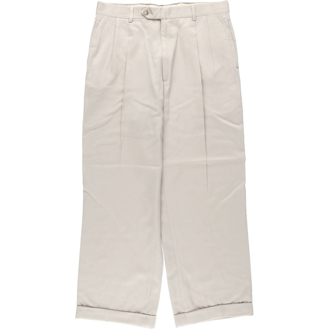 1990'S Jos.A.Bank two-pleat wool trousers/slacks, men's size W33 (approx.) wool Beige type Vintage Second Hand