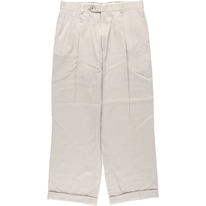 1990'S Jos.A.Bank two-pleat wool trousers/slacks, men's size W33 (approx.) wool Beige type Vintage Second Hand