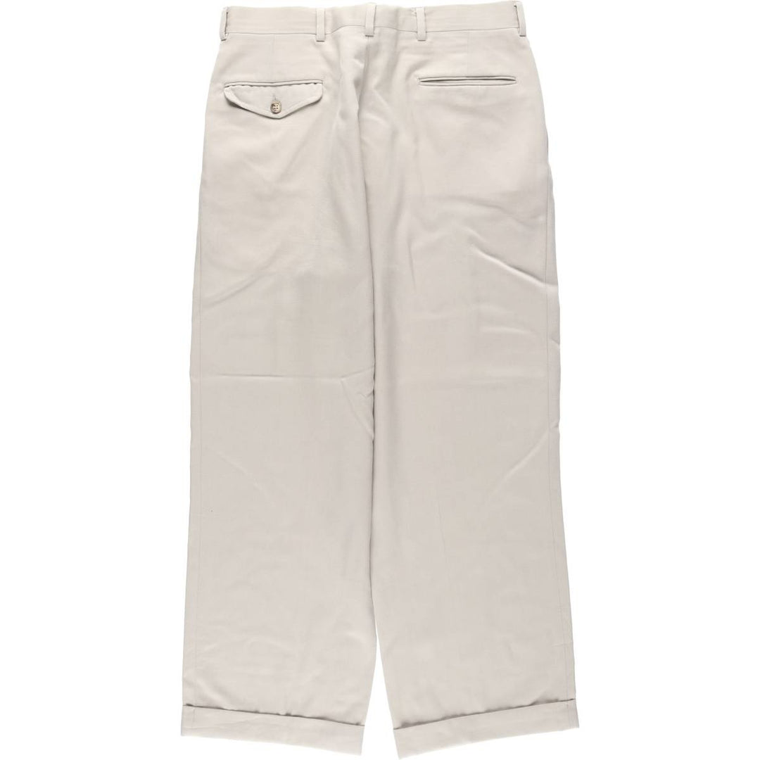 1990'S Jos.A.Bank two-pleat wool trousers/slacks, men's size W33 (approx.) wool Beige type Vintage Second Hand