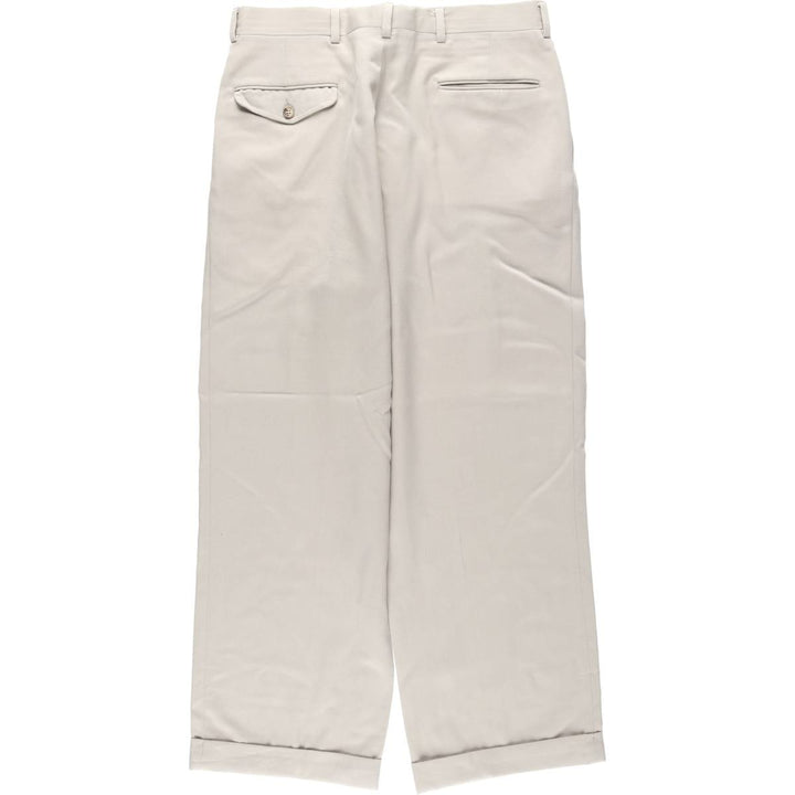 1990'S Jos.A.Bank two-pleat wool trousers/slacks, men's size W33 (approx.) wool Beige type Vintage Second Hand