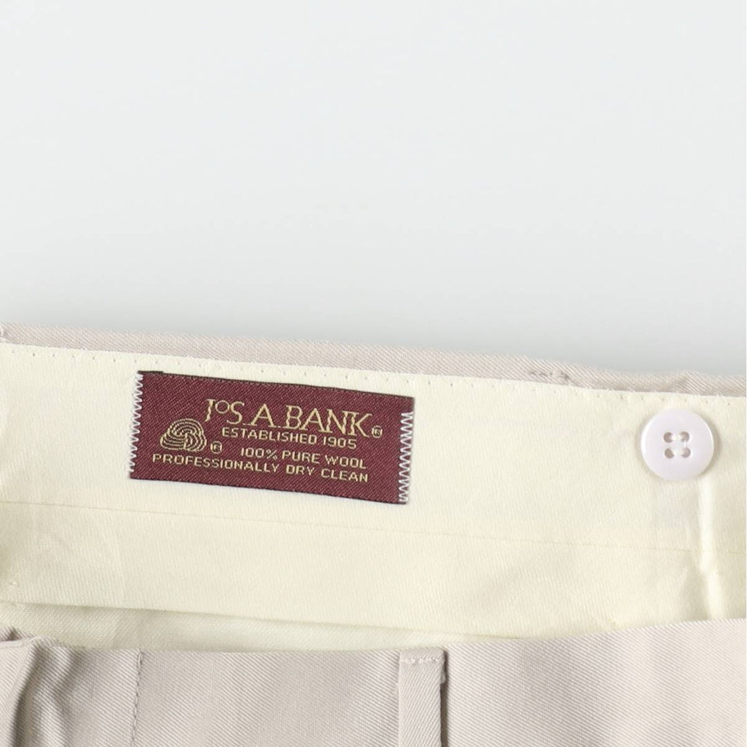 1990'S Jos.A.Bank two-pleat wool trousers/slacks, men's size W33 (approx.) wool Beige type Vintage Second Hand