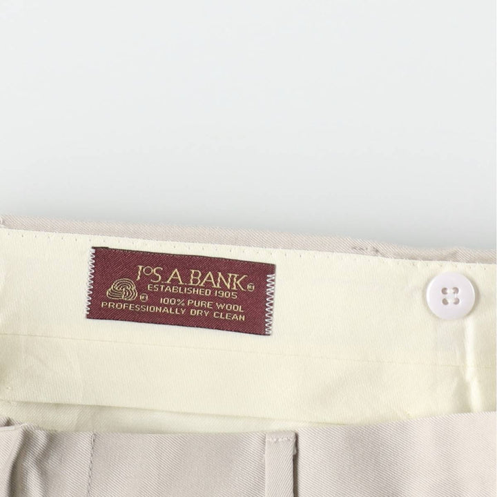 1990'S Jos.A.Bank two-pleat wool trousers/slacks, men's size W33 (approx.) wool Beige type Vintage Second Hand