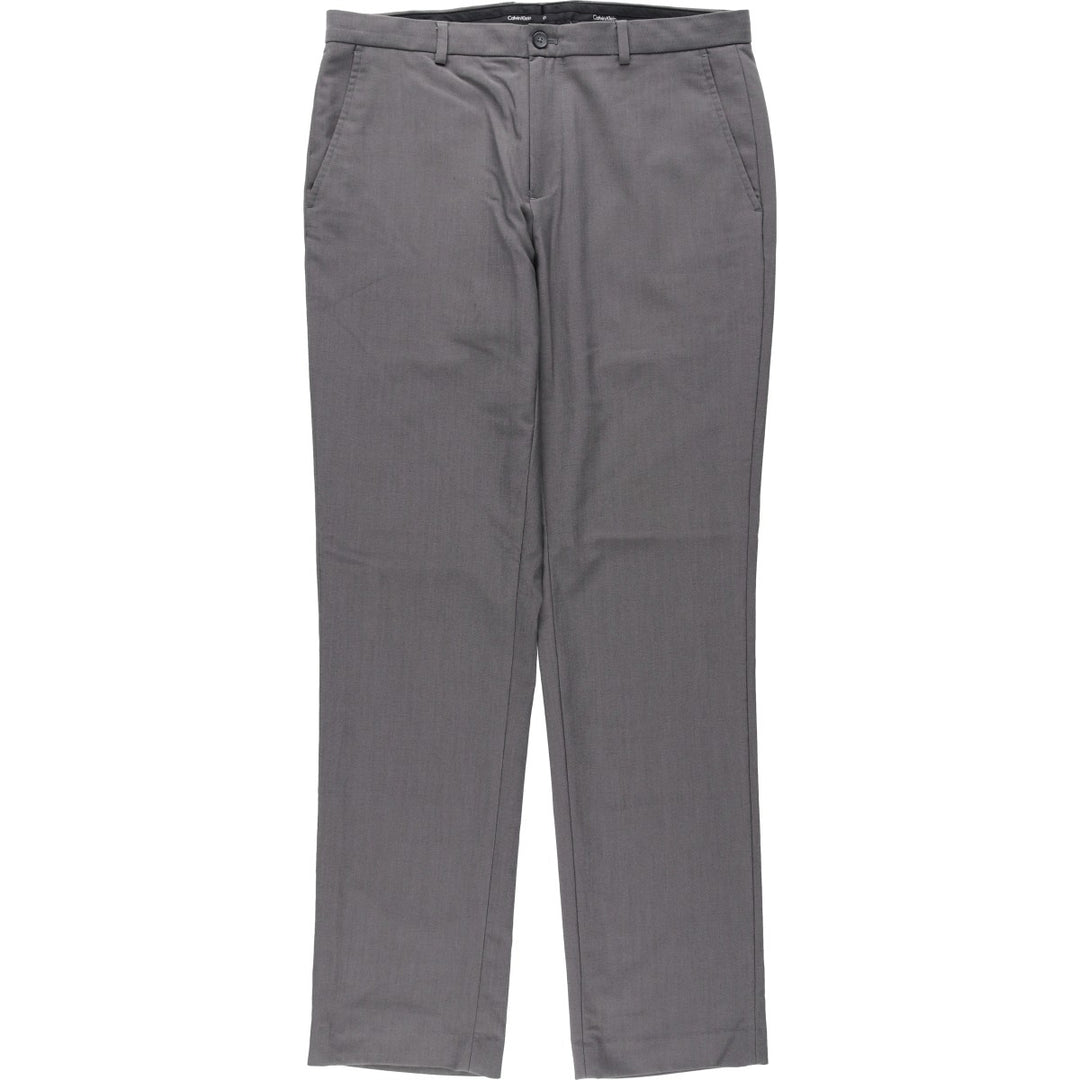 Calvin Klein slacks for men, size W34 (approx.) polyester gray type Vintage Second Hand