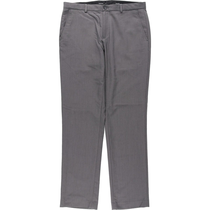 Calvin Klein slacks for men, size W34 (approx.) polyester gray type Vintage Second Hand