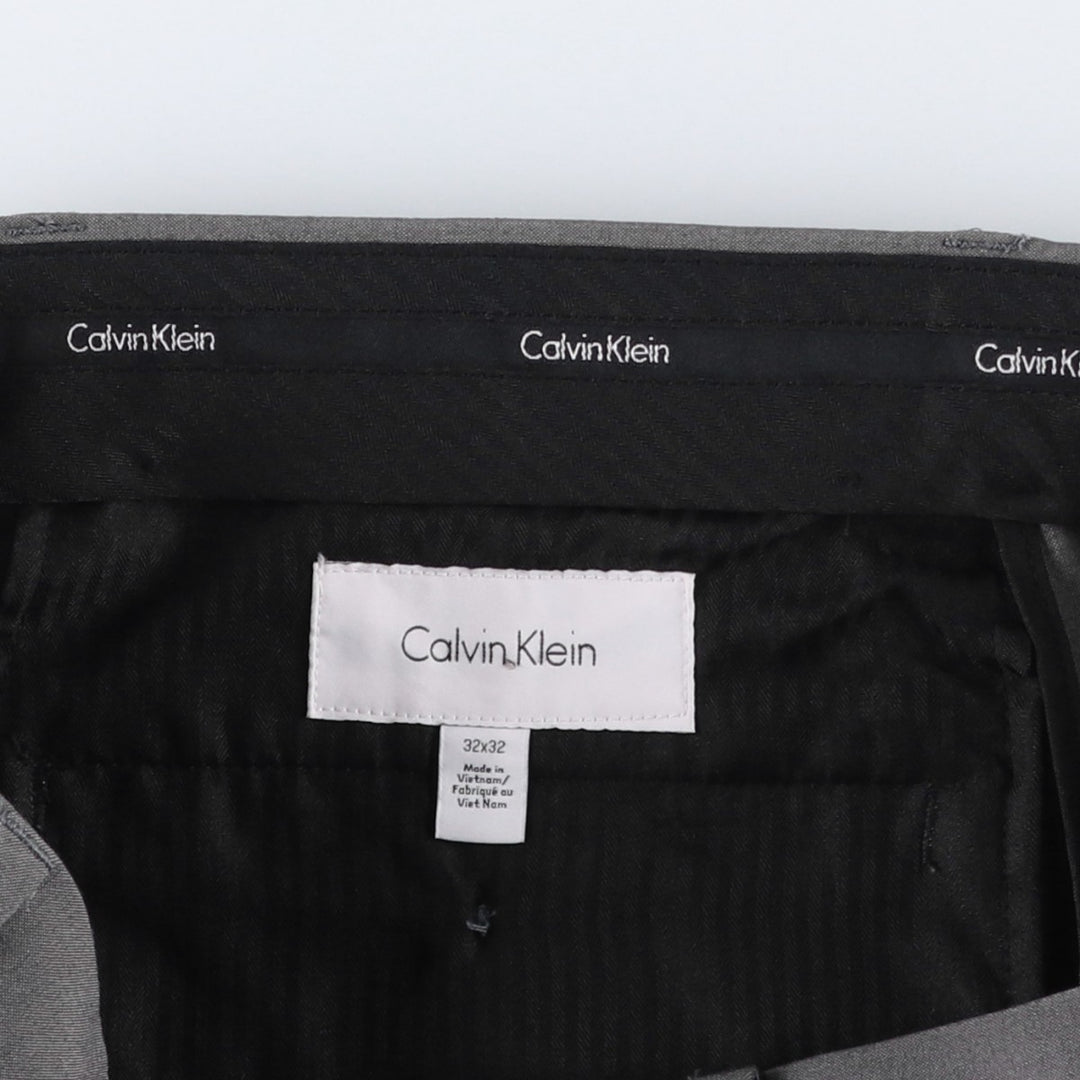 Calvin Klein slacks for men, size W34 (approx.) polyester gray type Vintage Second Hand