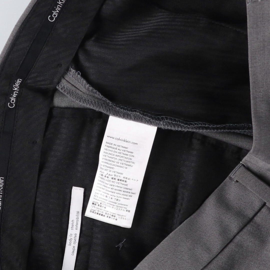 Calvin Klein slacks for men, size W34 (approx.) polyester gray type Vintage Second Hand