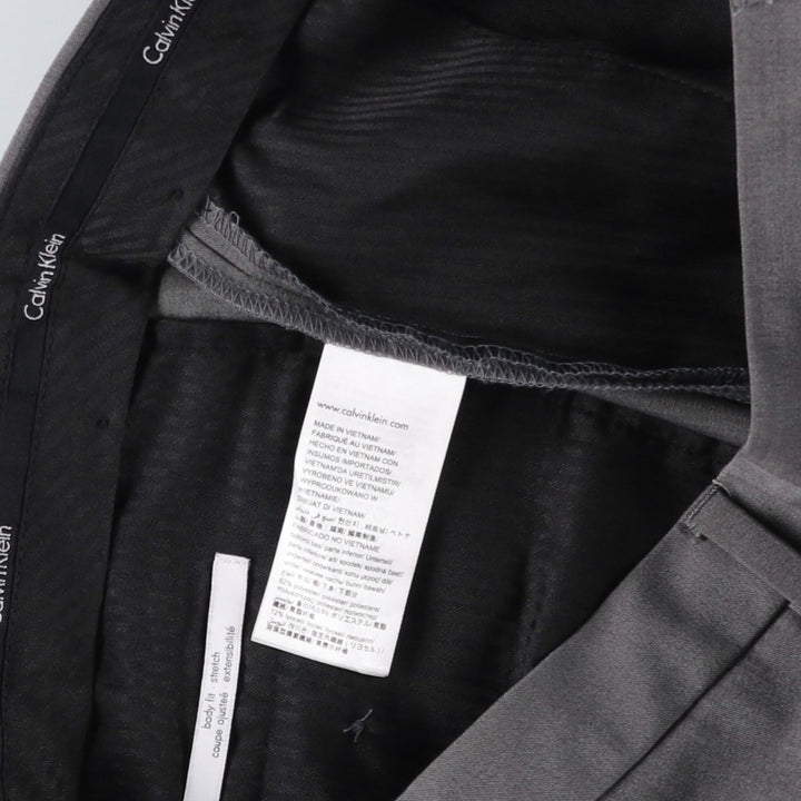 Calvin Klein slacks for men, size W34 (approx.) polyester gray type Vintage Second Hand