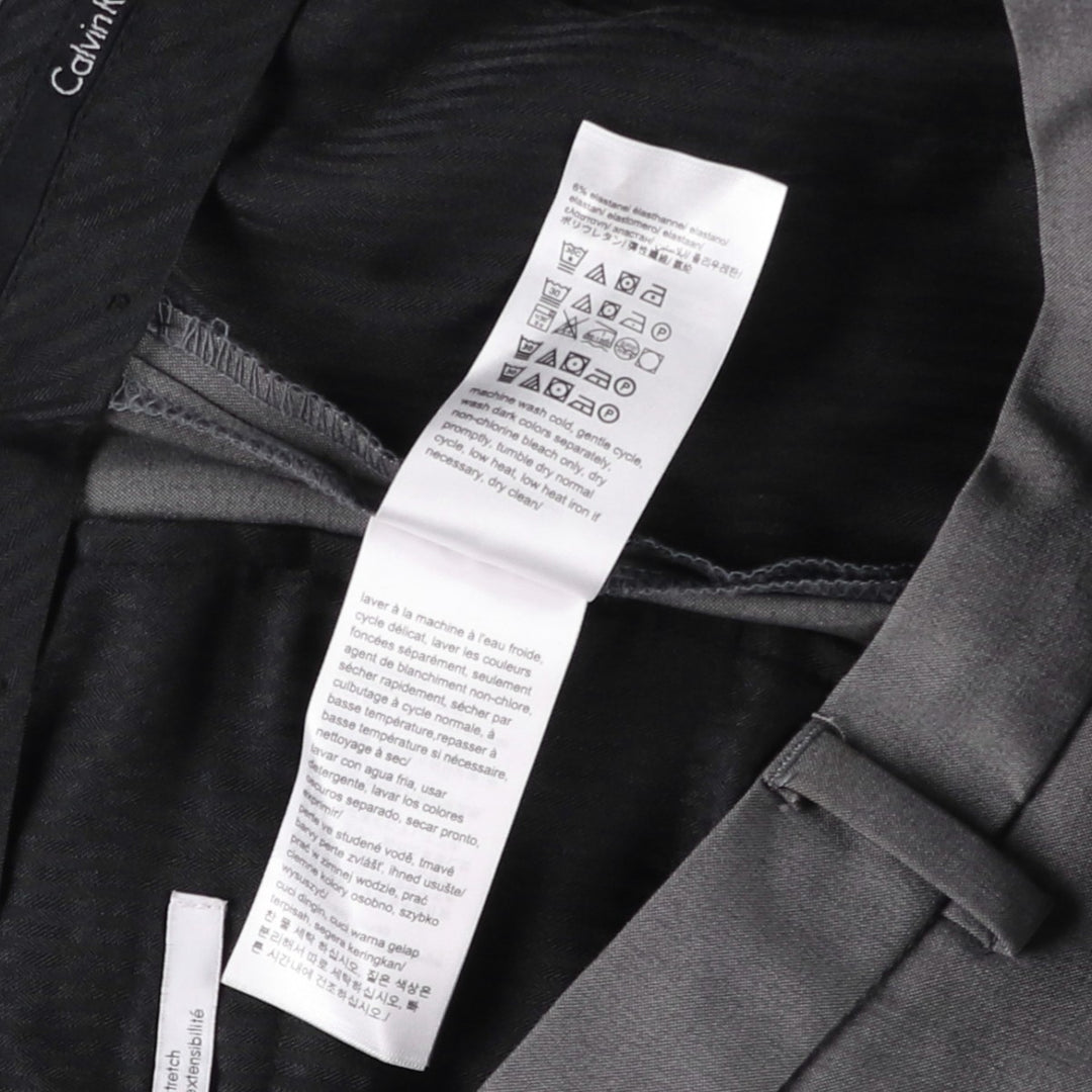 Calvin Klein slacks for men, size W34 (approx.) polyester gray type Vintage Second Hand