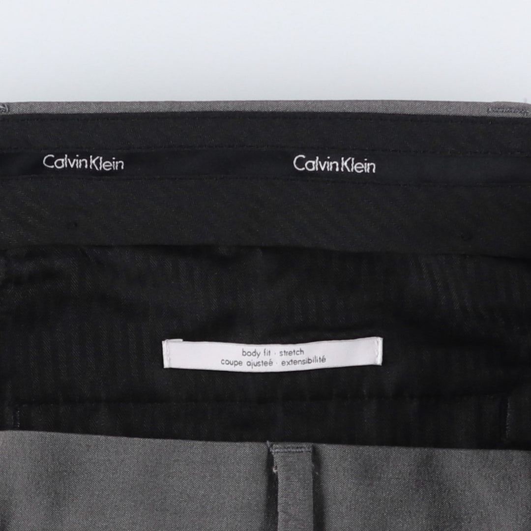 Calvin Klein slacks for men, size W34 (approx.) polyester gray type Vintage Second Hand